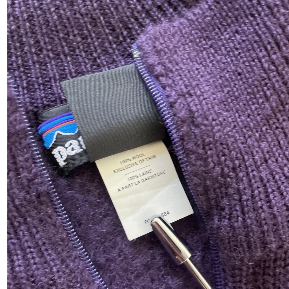 Vintage Patagonia Mens Small Purple 100% Wool Quarter Zip Pullover Sweater